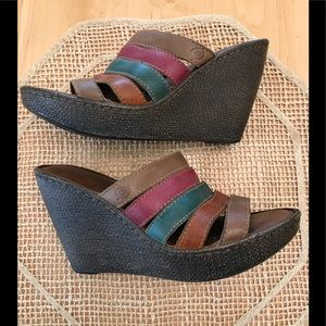 BORN Multi-color Leather WEDGE Sz 8